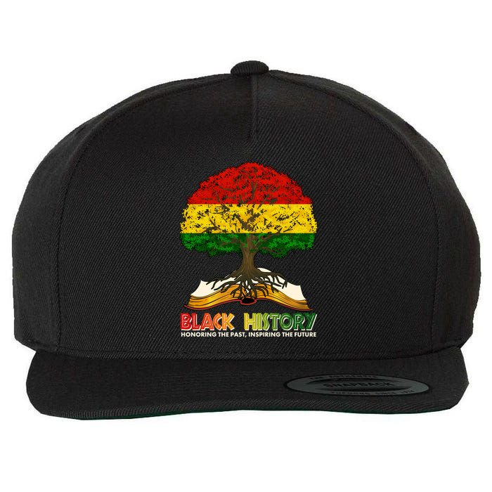 Celebrate Black History Honoring The Past Inspiring The Future Tree Root Book Wool Snapback Cap