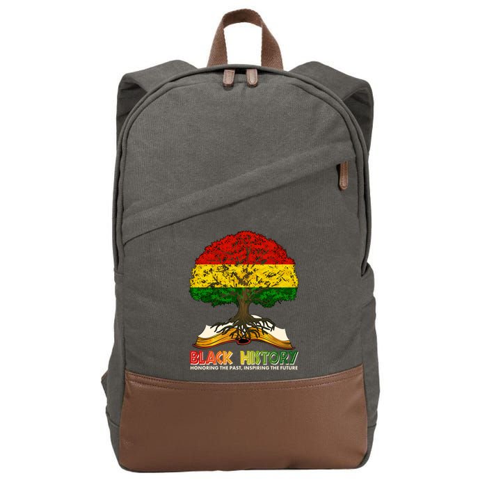 Celebrate Black History Honoring The Past Inspiring The Future Tree Root Book Cotton Canvas Backpack