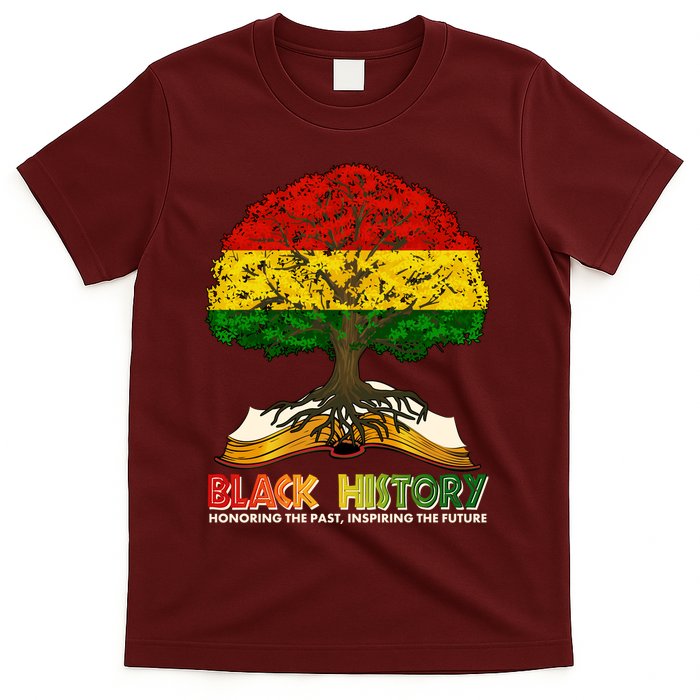 Celebrate Black History Honoring The Past Inspiring The Future Tree Root Book T-Shirt