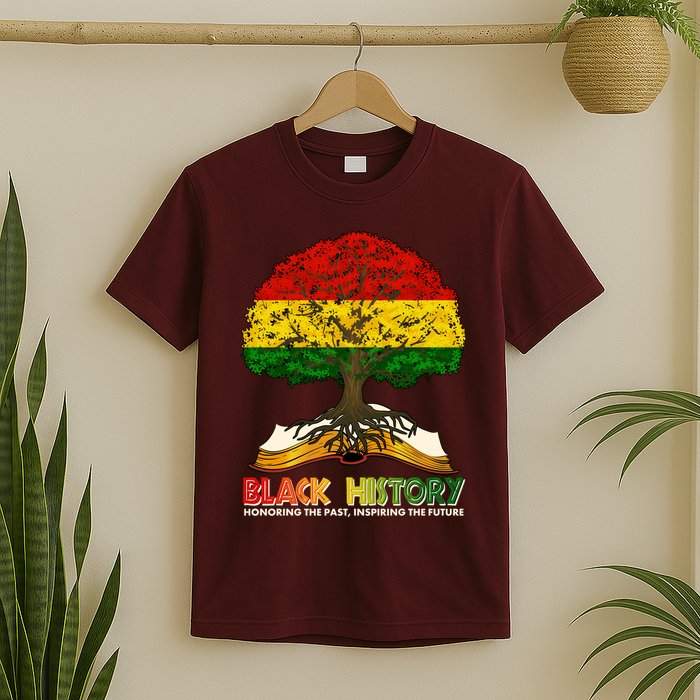 Celebrate Black History Honoring The Past Inspiring The Future Tree Root Book T-Shirt