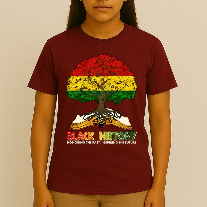 Celebrate Black History Honoring The Past Inspiring The Future Tree Root Book T-Shirt