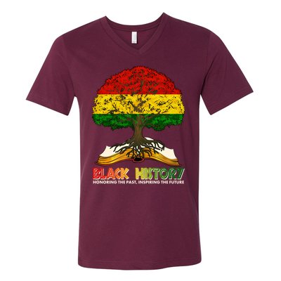 Celebrate Black History Honoring The Past Inspiring The Future Tree Root Book V-Neck T-Shirt