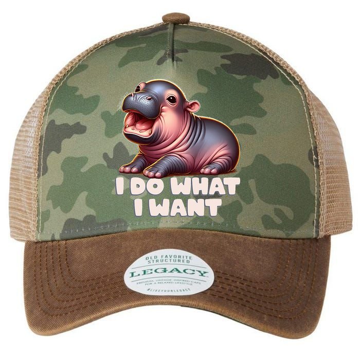 Cute Baby Hippo Moo Deng I Do What I Want Legacy Tie Dye Trucker Hat