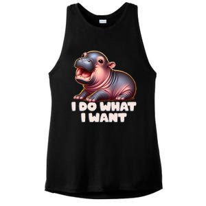 Cute Baby Hippo Moo Deng I Do What I Want Ladies PosiCharge Tri-Blend Wicking Tank