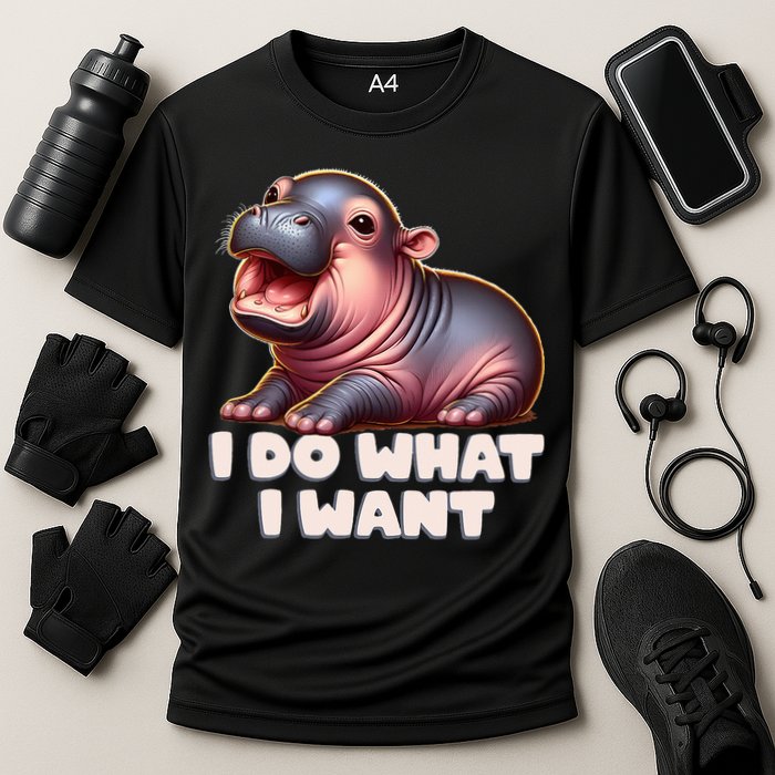 Cute Baby Hippo Moo Deng I Do What I Want Performance Shirt