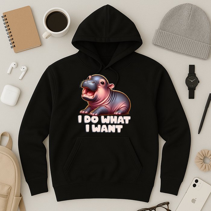 Cute Baby Hippo Moo Deng I Do What I Want Hoodie