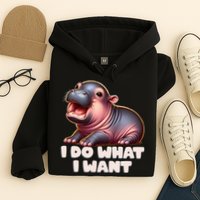 Cute Baby Hippo Moo Deng I Do What I Want Hoodie