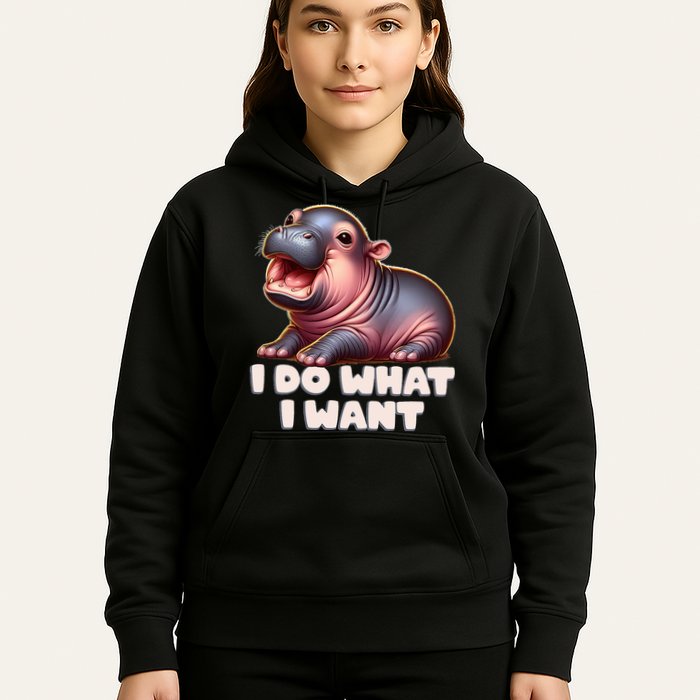 Cute Baby Hippo Moo Deng I Do What I Want Hoodie