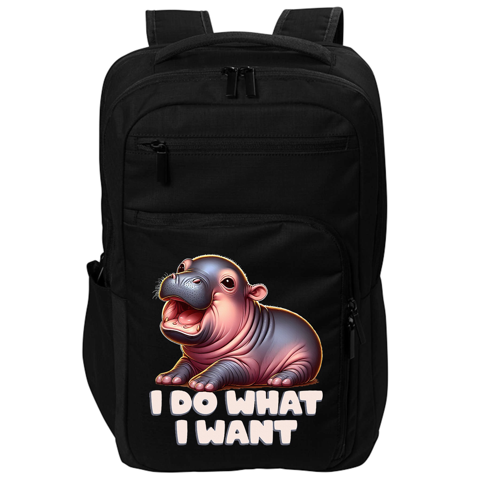 Cute Baby Hippo Moo Deng I Do What I Want Impact Tech Backpack