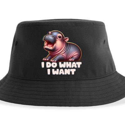 Cute Baby Hippo Moo Deng I Do What I Want Sustainable Bucket Hat
