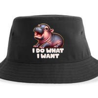 Cute Baby Hippo Moo Deng I Do What I Want Sustainable Bucket Hat