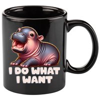 Cute Baby Hippo Moo Deng I Do What I Want 11oz C Handle Ceramic Mug