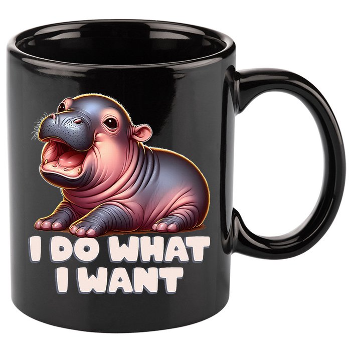 Cute Baby Hippo Moo Deng I Do What I Want 11oz C Handle Ceramic Mug
