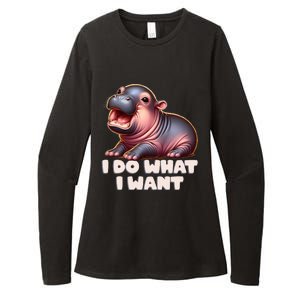 Cute Baby Hippo Moo Deng I Do What I Want Womens CVC Long Sleeve Shirt