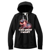 Cute Baby Hippo Moo Deng I Do What I Want Women's Fleece Hoodie