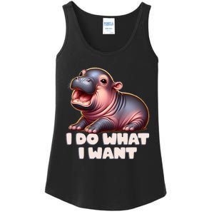 Cute Baby Hippo Moo Deng I Do What I Want Ladies Essential Tank