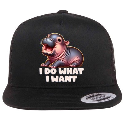 Cute Baby Hippo Moo Deng I Do What I Want Flatbill Hat