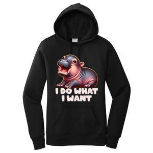 Cute Baby Hippo Moo Deng I Do What I Want Women's Pullover Hoodie