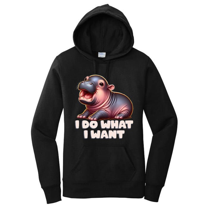 Cute Baby Hippo Moo Deng I Do What I Want Women's Pullover Hoodie