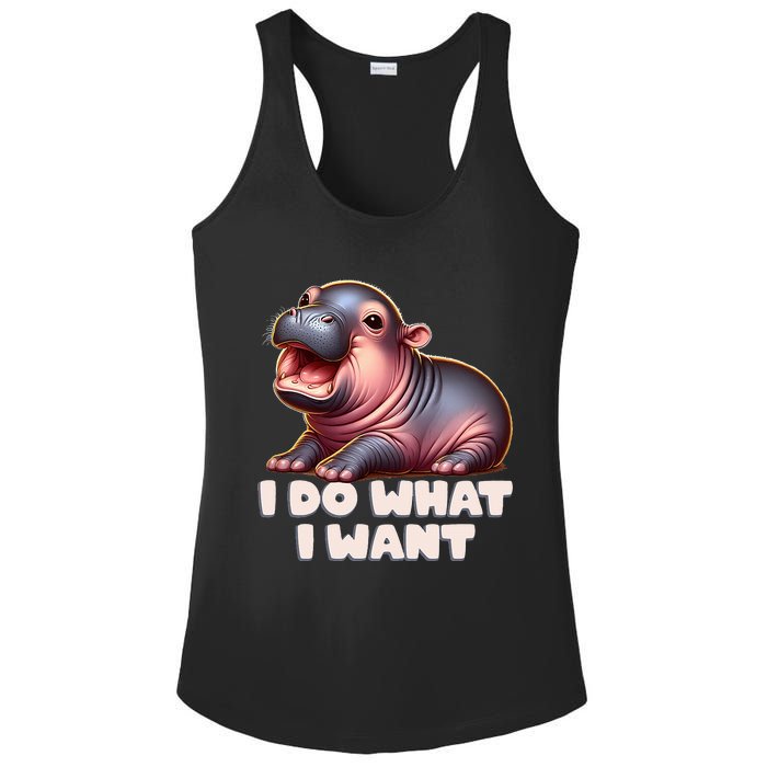 Cute Baby Hippo Moo Deng I Do What I Want Ladies PosiCharge Competitor Racerback Tank