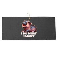 Cute Baby Hippo Moo Deng I Do What I Want Large Microfiber Waffle Golf Towel