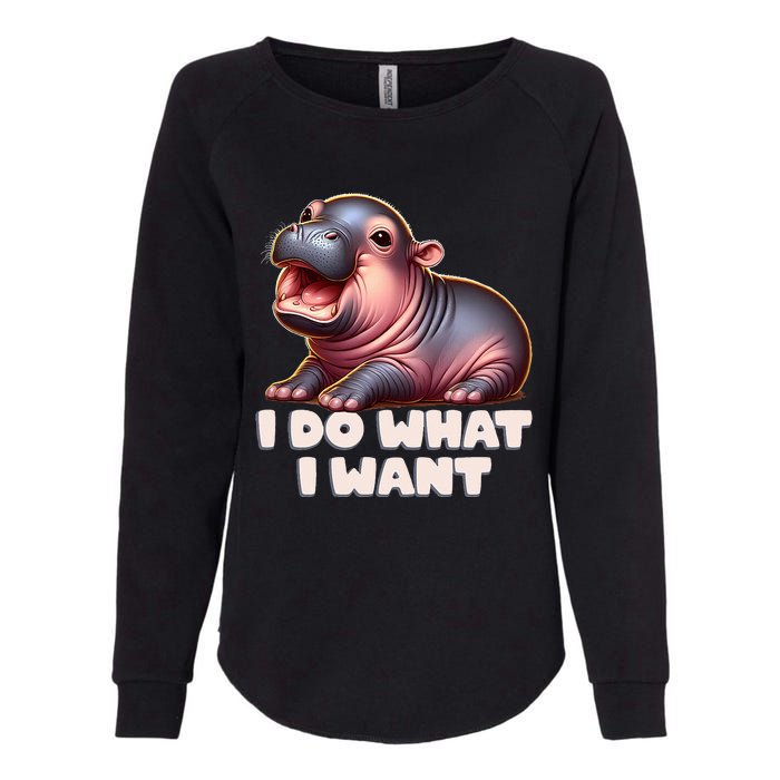 Cute Baby Hippo Moo Deng I Do What I Want Womens California Wash Sweatshirt