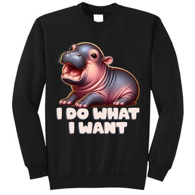 Cute Baby Hippo Moo Deng I Do What I Want Tall Sweatshirt