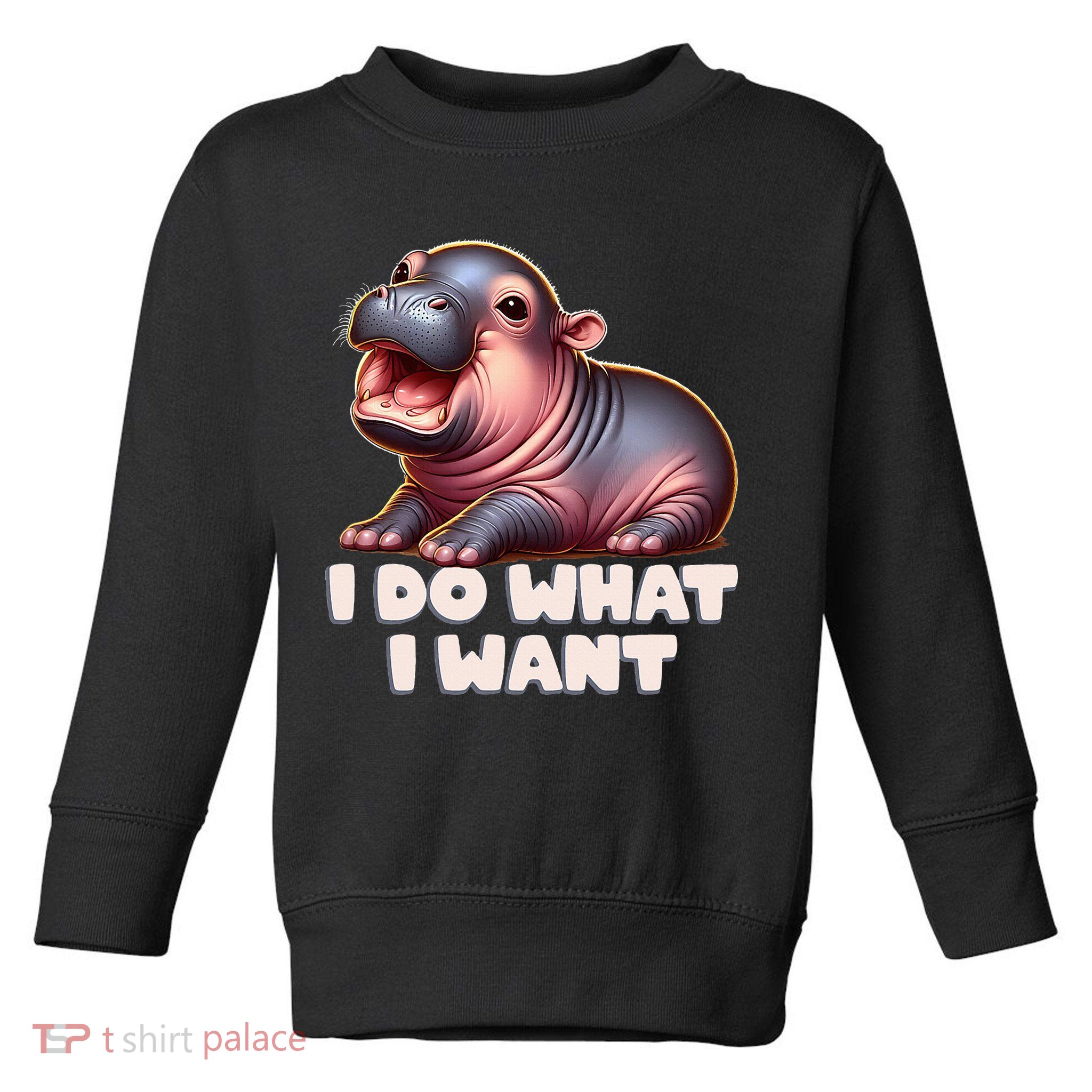 Cute Baby Hippo Moo Deng I Do What I Want Toddler Sweatshirt