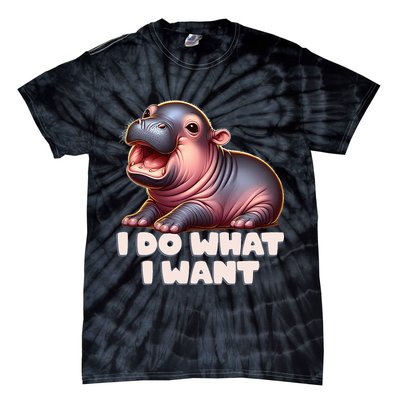 Cute Baby Hippo Moo Deng I Do What I Want Tie-Dye T-Shirt