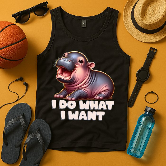 Cute Baby Hippo Moo Deng I Do What I Want Tank Top