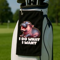 Cute Baby Hippo Moo Deng I Do What I Want Golf Towel