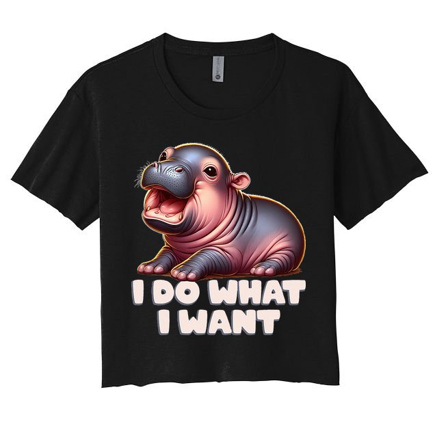 Cute Baby Hippo Moo Deng I Do What I Want Crop Top