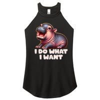 Cute Baby Hippo Moo Deng I Do What I Want Women's Perfect Tri Rocker Tank