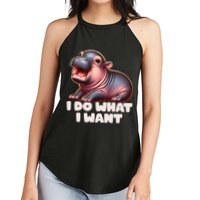 Cute Baby Hippo Moo Deng I Do What I Want Women's Perfect Tri Rocker Tank