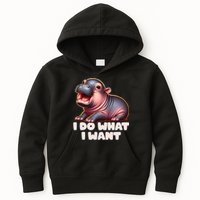 Cute Baby Hippo Moo Deng I Do What I Want Kids Hoodie