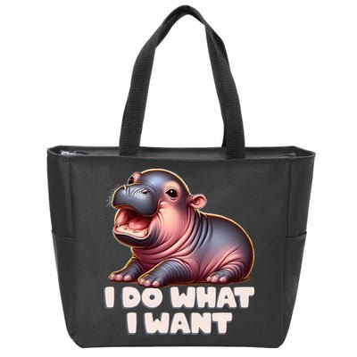 Cute Baby Hippo Moo Deng I Do What I Want Zip Tote Bag