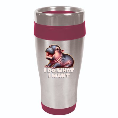 Cute Baby Hippo Moo Deng I Do What I Want 16oz Travel Tumbler