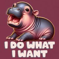 Cute Baby Hippo Moo Deng I Do What I Want 16oz Travel Tumbler