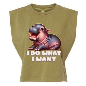 Cute Baby Hippo Moo Deng I Do What I Want Garment-Dyed Women's Muscle Tee