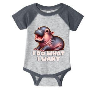 Cute Baby Hippo Moo Deng I Do What I Want Infant Baby Jersey Bodysuit