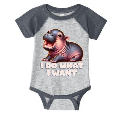 Cute Baby Hippo Moo Deng I Do What I Want Infant Baby Jersey Bodysuit
