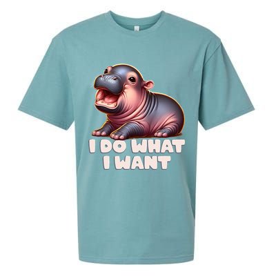 Cute Baby Hippo Moo Deng I Do What I Want Sueded Cloud Jersey T-Shirt