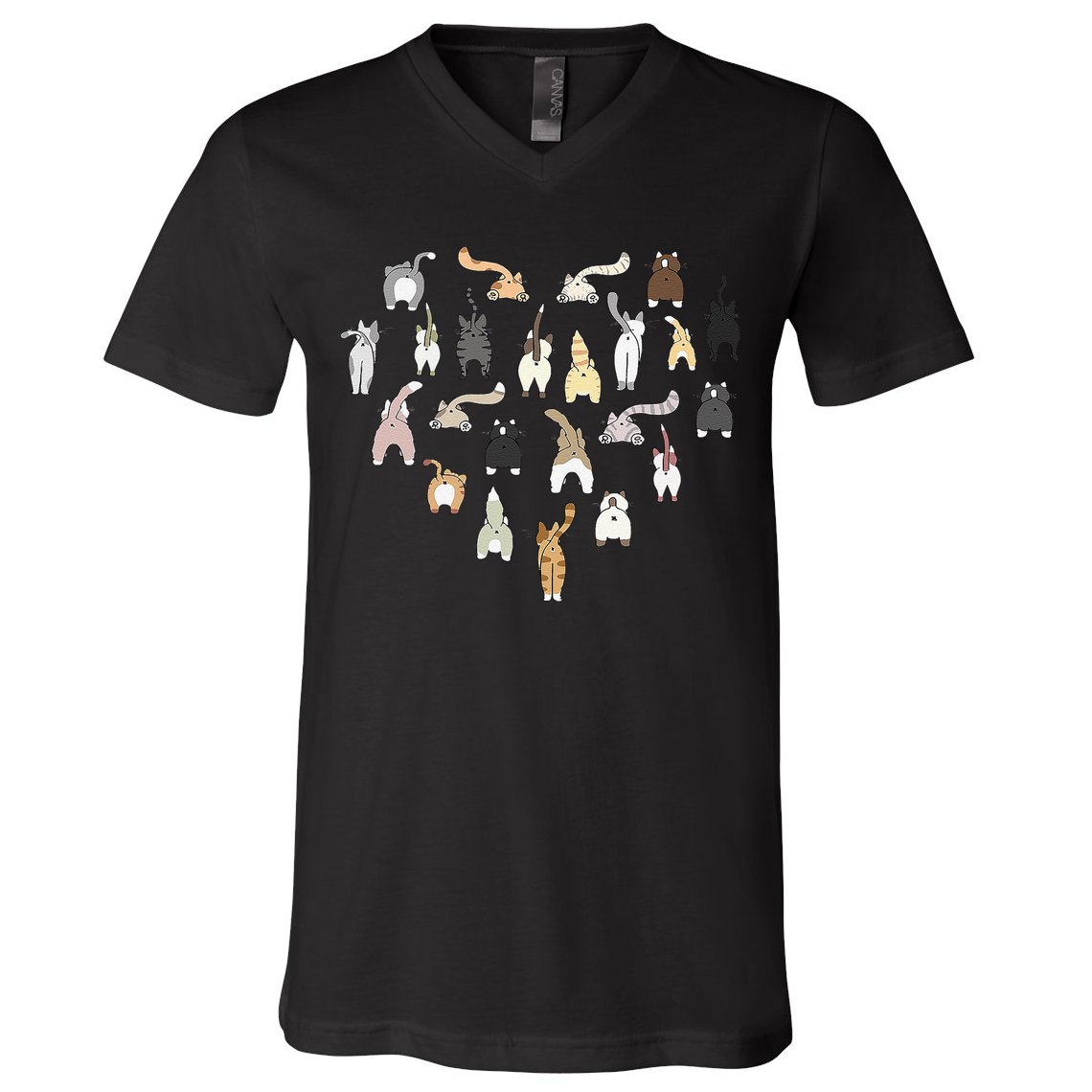 Cat Butt Heart V-Neck T-Shirt
