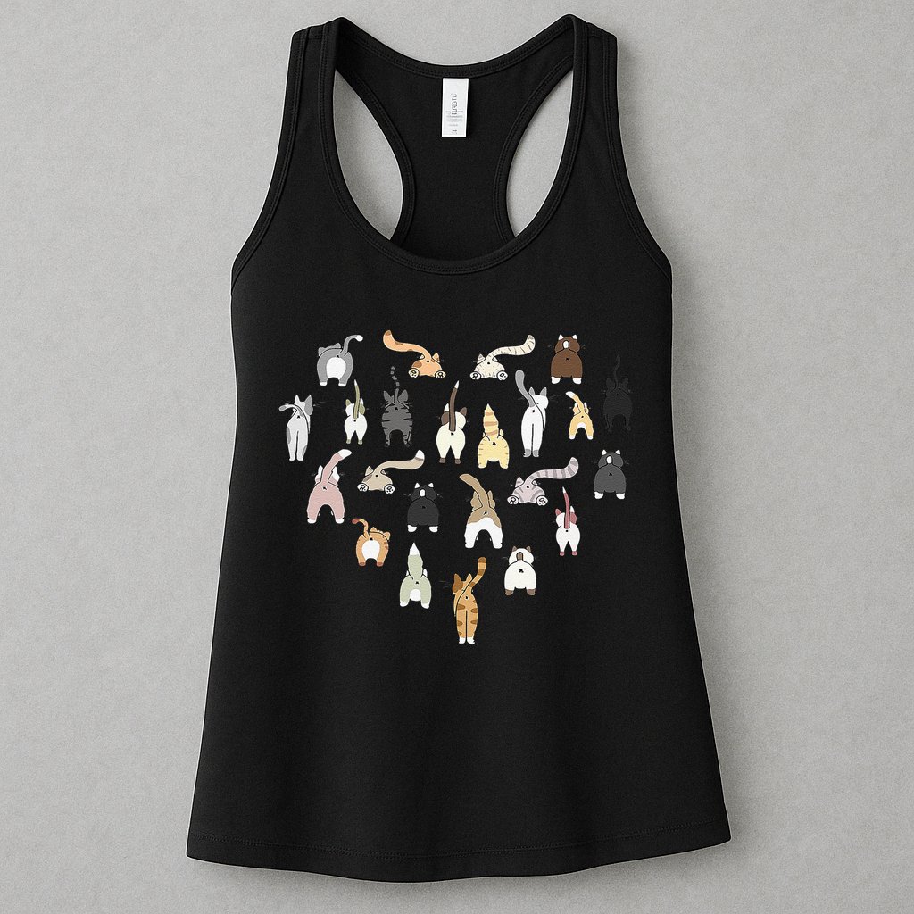 Cat Butt Heart Womens Tank Top