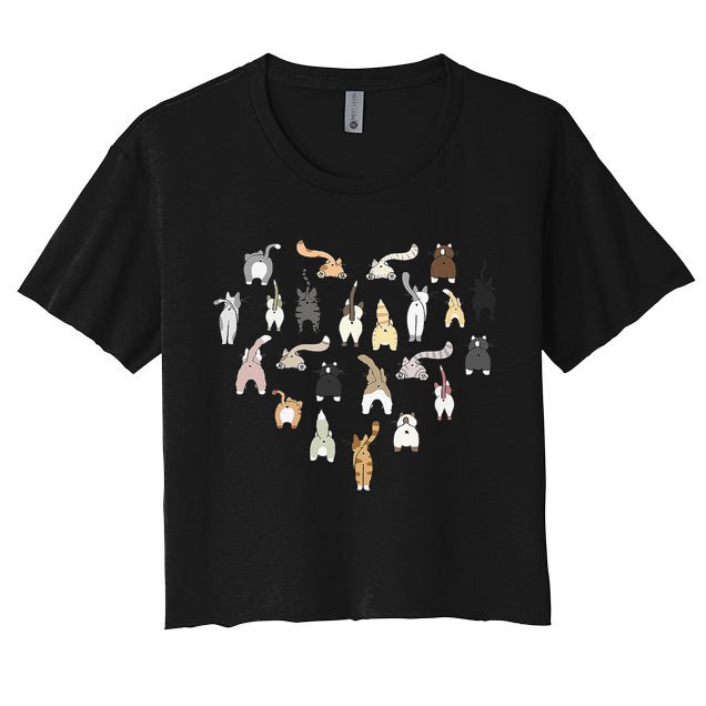 Cat Butt Heart Women's Crop Top Tee
