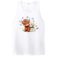 Cute Baby Highland Cow With Flowers Calf Animal Spring PosiCharge Competitor Tank