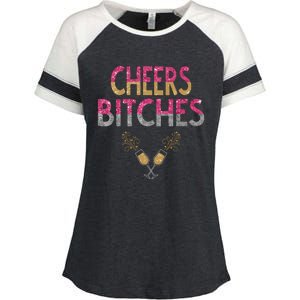 Cheers Bitches Happy New Years Eve Gift For Women Enza Ladies Jersey Colorblock Tee