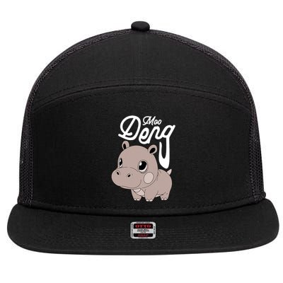 Cute Baby Hippo Moo Deng Cute Hippopotamus Moo Deng 7 Panel Mesh Trucker Snapback Hat