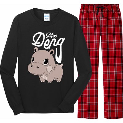 Cute Baby Hippo Moo Deng Cute Hippopotamus Moo Deng Long Sleeve Pajama Set