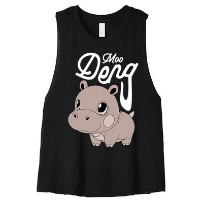 Cute Baby Hippo Moo Deng Cute Hippopotamus Moo Deng Women's Racerback Cropped Tank